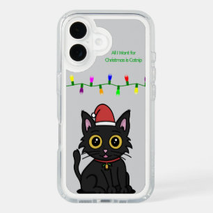 Catnip Christmas Black Cat Speck Case – Light Gray