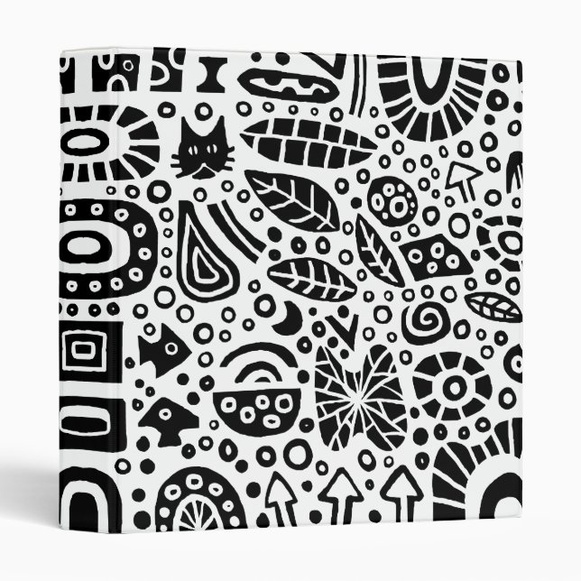 Catnip Dreams - Black on White 3 Ring Binder (Front/Spine)