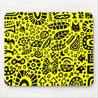 Catnip Dreams - Black on Yellow Mouse Pad
