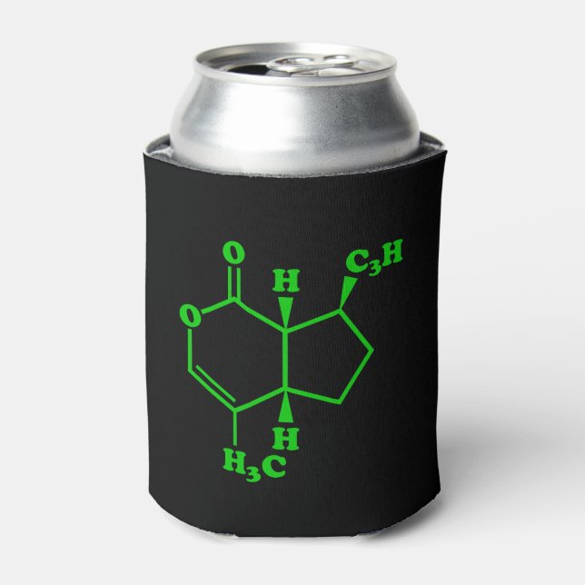 Catnip Nepetalactone Molecular Chemical Formula Can Cooler (Can Front)