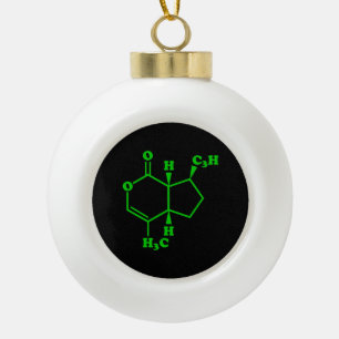 Catnip Nepetalactone Molecular Chemical Formula Ceramic Ball Christmas Ornament