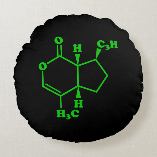 Catnip Nepetalactone Molecular Chemical Formula Round Pillow (Front)