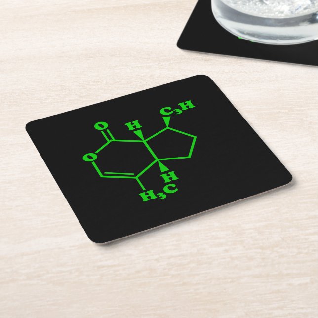 Catnip Nepetalactone Molecular Chemical Formula Square Paper Coaster (Angled)