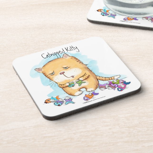 Catnipped Kitty Beverage Coaster (Left Side)