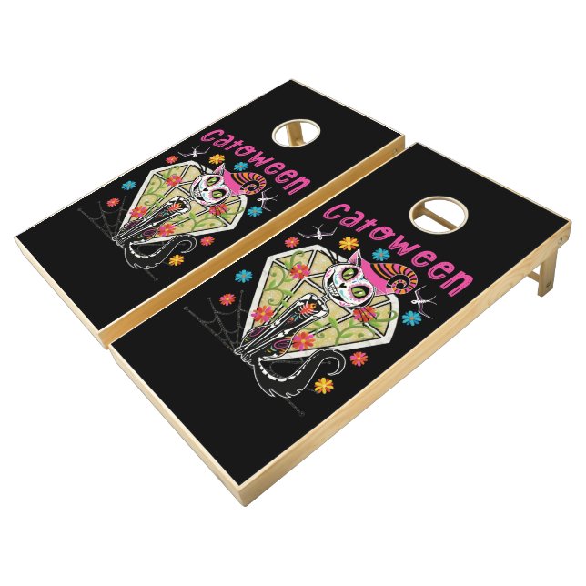 Catoween Halloween Cornhole Set (Angled)