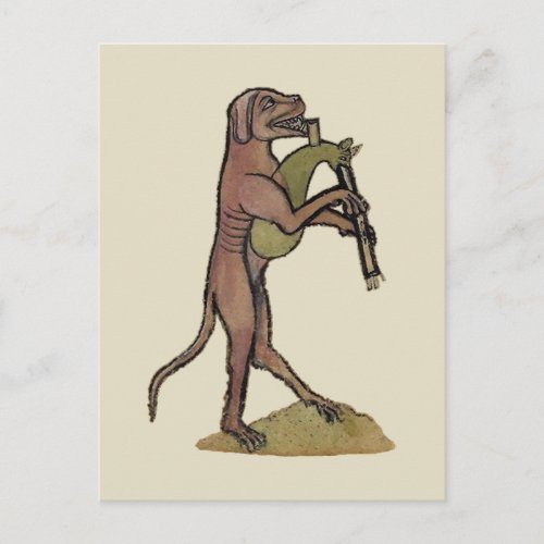 Catpipes  Dog playing cat bagpipes Postcard
