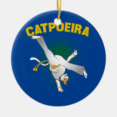 Catpoeira Cat Kitten Dance Fight Mixed Martial Ceramic Ornament