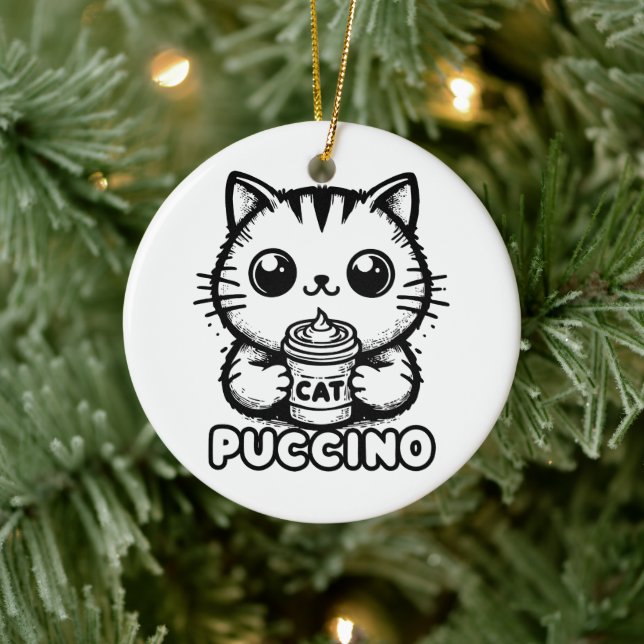 Catpuccino 1 ceramic ornament (Tree)