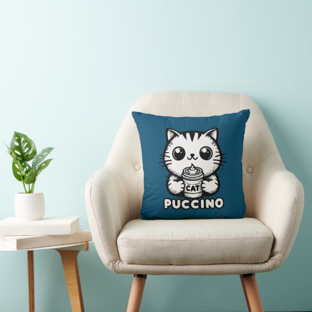 Catpuccino 1 throw pillow (Chair)
