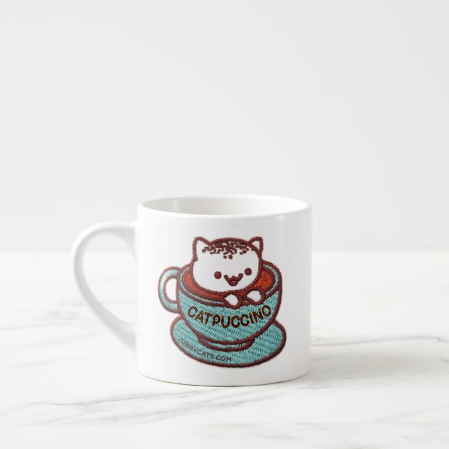 CATPUCCINO CAT Embroidered Patch Espresso Mug (Left)