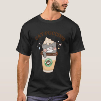 Catpuccino Cat In A Coffee Cat Pun Cat T-Shirt