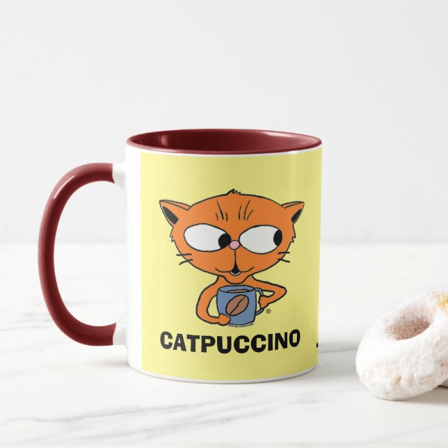 CATPUCCINO Cat Pun Humorous Coffee Mug (With Donut)