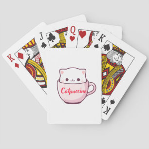 "Catpuccino Cute Cat Coffee Playing Cards" Poker Cards