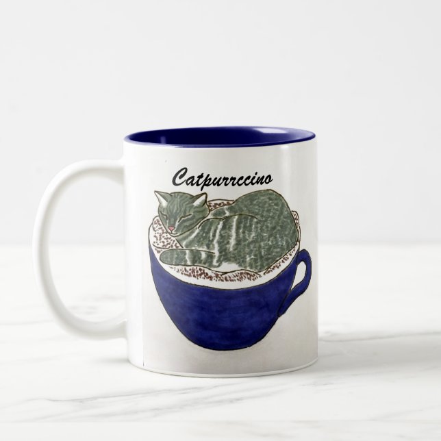 Catpurrccino Cat Cup Mug (Left)