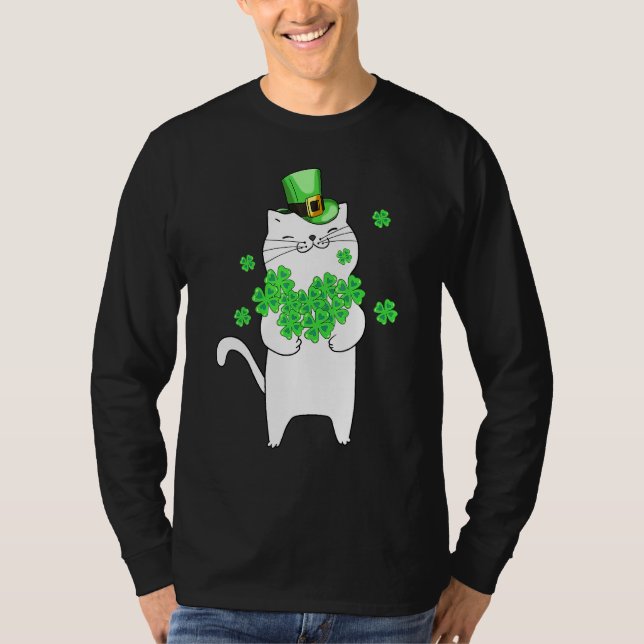 Catricks Day Cat  Shamrock  St Patricks Day Lucky T-Shirt (Front)