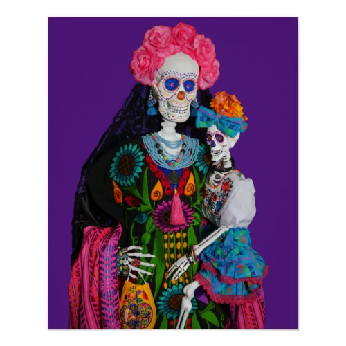 Catrina and Calavera Child Sugar Skull Canvas Poster