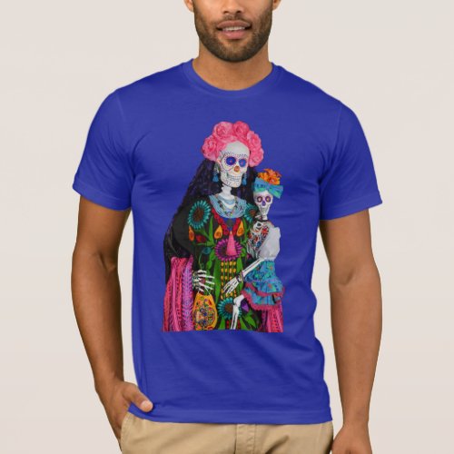 Catrina and Child Day of the Dead Sugar Skull T_Shirt