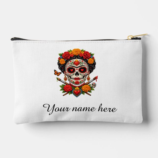 Catrina Artist Sugar Skull–Día de los Muertos Accessory Pouch (Back)