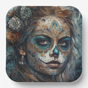 Catrina Azul Paper Plates