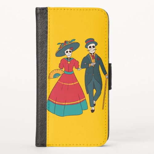 Catrina Couple Mexican Day Of The Dead iPhone X Wallet Case
