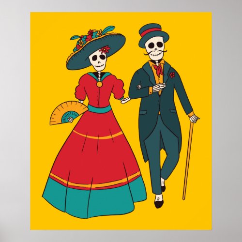 Catrina Couple Mexican Day Of The Dead Poster