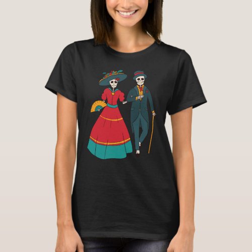 Catrina Couple Mexican Day Of The Dead T_Shirt