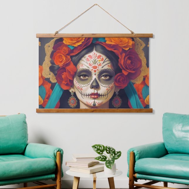 Catrina Day Of The Dead 1 Hanging Tapestry (Living Room)