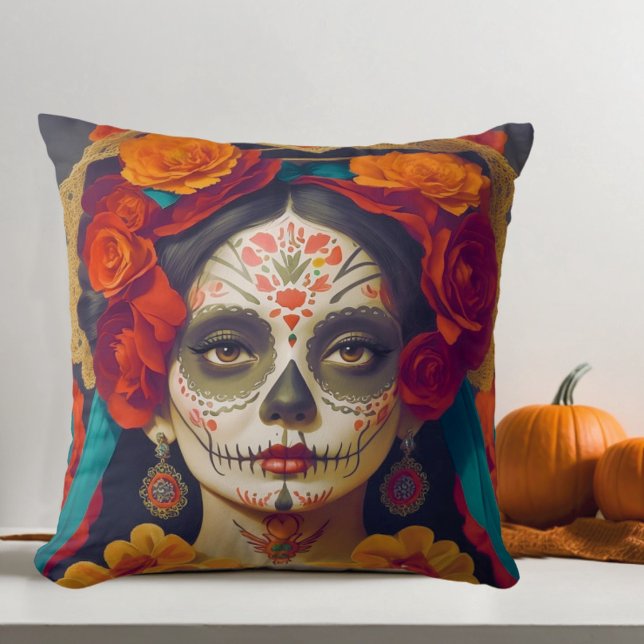 Catrina Day Of The Dead 1 Throw Pillow (Creator Uploaded)