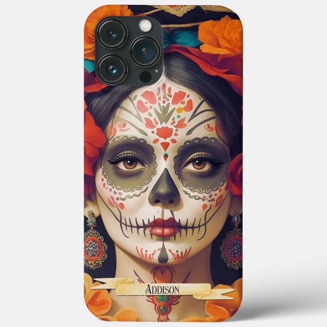Catrina Day Of The Dead 1 With Text Case-Mate iPhone Case (Back)