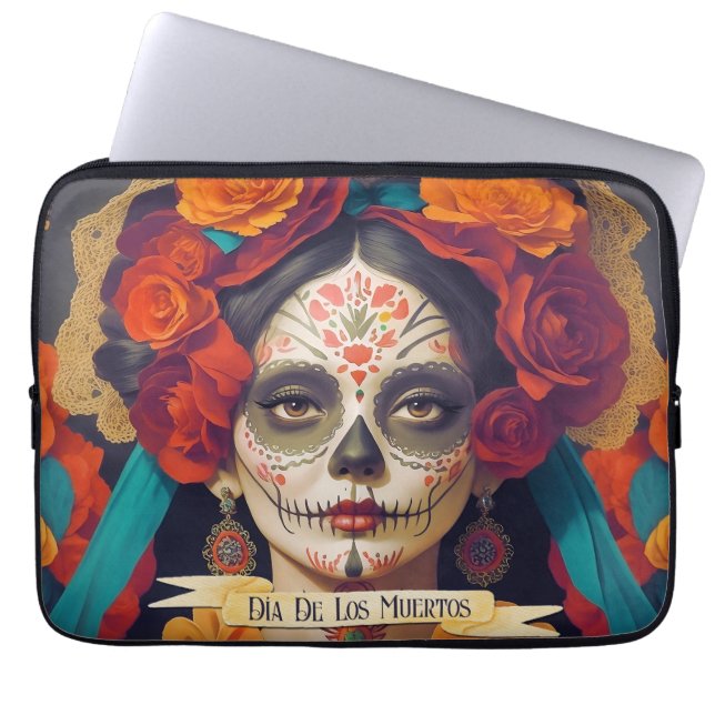 Catrina Day Of The Dead 1 With Text Laptop Sleeve (Front)