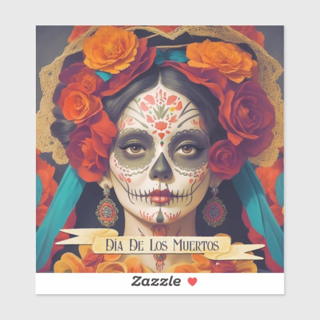 Catrina Day Of The Dead 1 With Text Sticker (Sheet)