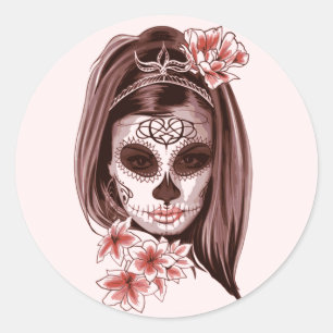 Catrina Dia De Los Muertos Classic Round Sticker
