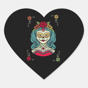 Catrina Día de Muertos Web Heart Sticker