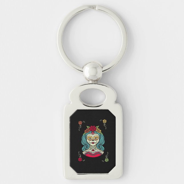 Catrina Día de Muertos Web Keychain (Front)
