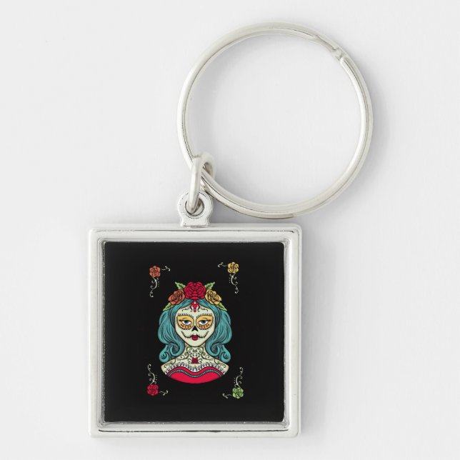Catrina Día de Muertos Web Keychain (Front)