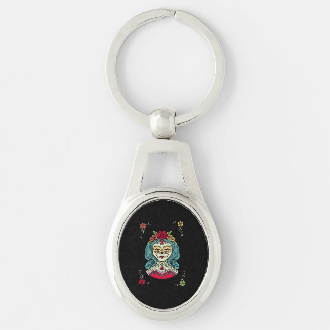 Catrina Día de Muertos Web Keychain (Front)