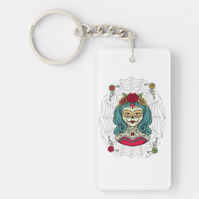 Catrina Día de Muertos Web Keychain (Front)