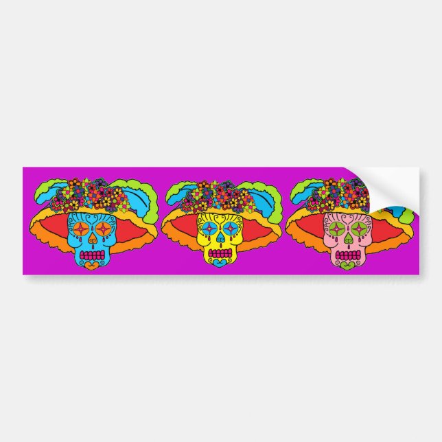 Catrina Sugar Skull Bumper Sticker (Front)