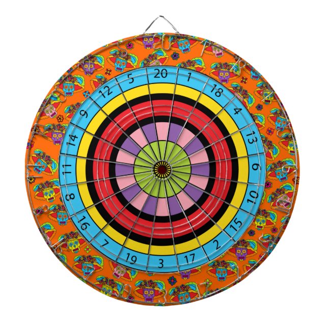 Catrina Sugar Skull Dartboard With Darts (Front)