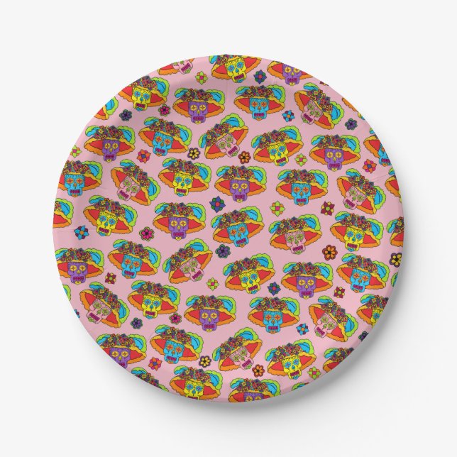 Catrina Sugar Skull Paper Plates (Front)