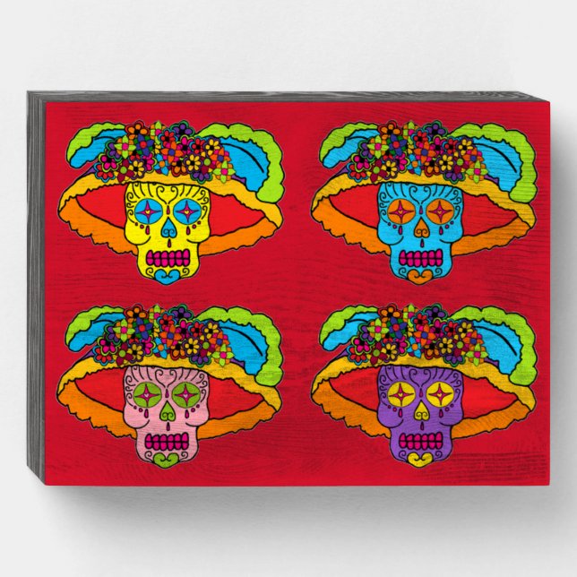 Catrina Sugar Skull Wooden Box Sign (Front Horizontal)