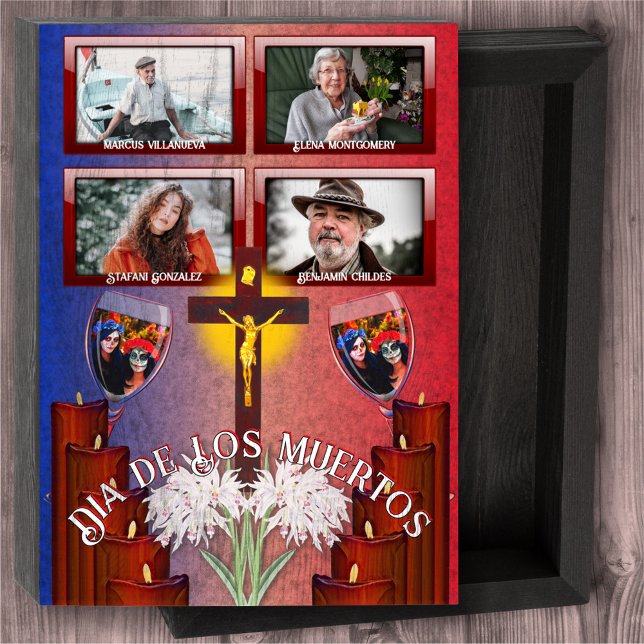 Catrinas Flowers Candles Dia de Los Muertos 1718 Wooden Box Sign (Creator Uploaded)