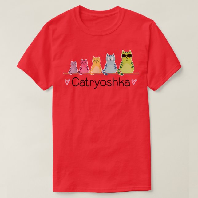 Catryoshka Cute Game Cats Russian Nesting Doll Fun T-Shirt (Design Front)