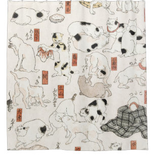 Cats (1847-1850)  Utagawa Kuniyoshi. Shower Curtain