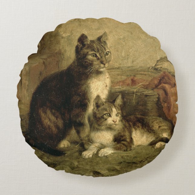 Cats, 1883 round pillow (Front)