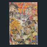 Cats a Plenty Kitchen Towel<br><div class="desc">A print from an original,  mixed media,  cat design created using collage,  drawing and painting techniques.  A great gift idea for cat lovers.</div>