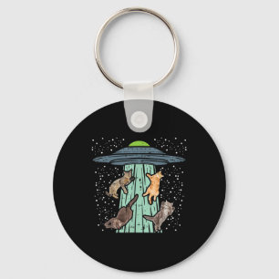 Cats Abducted By Ufo Funny Alien Space Lover Men W Keychain