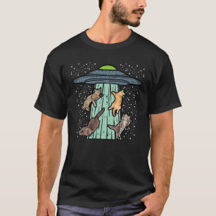 Cats Abducted By UFO Funny Alien Space Lover Men W T-Shirt