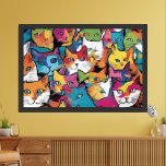 Cats Abstract Pop Art Design  Framed Art<br><div class="desc">Discover the playful and vibrant world of feline charm with our 'Cats Abstract Pop Art Design Framed Art.' This captivating artwork seamlessly merges the spirited energy of pop art with the endearing appeal of abstract feline figures. The vivid colors and intricate details create a visual symphony that sparks creativity and...</div>