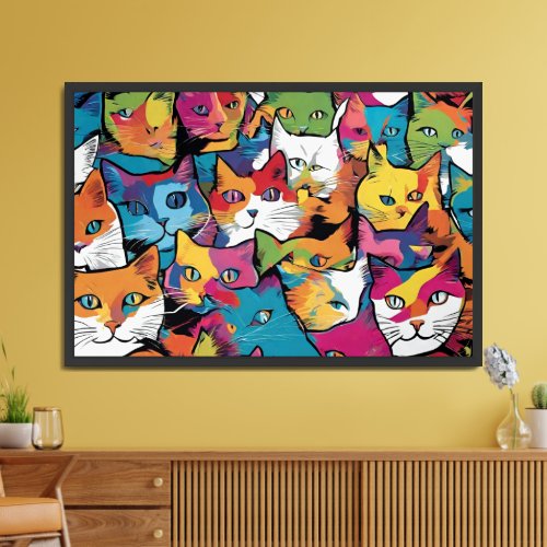 Cats Abstract Pop Art Design  Framed Art